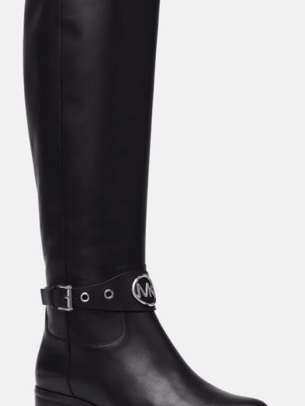 Michael Kors Black Leather Over-the-Knee Boots with MK Accent